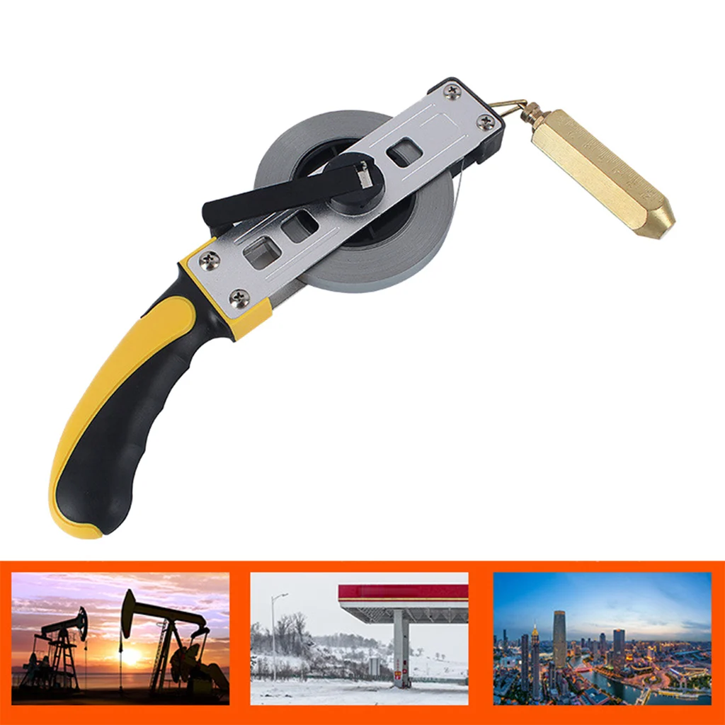 Explosion-Proof Oil for Tank Gauging Tapes Handheld Carbon Steel Oil Gauging Tape with Plumb Bob Tape Measure 10/15/20m Dropship