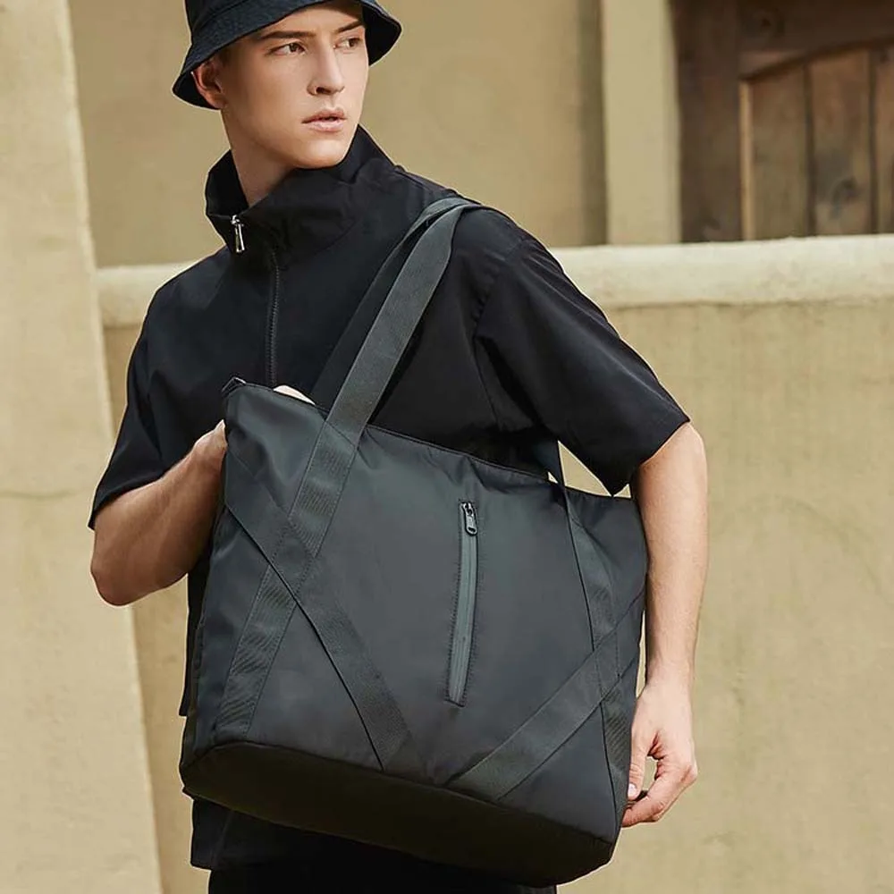 

Oxford Cloth Black Men's Handbag Large Capacity Japanese Style Waterproof Messenger Bag Minimalist Casual Outdoor Travel Pouch