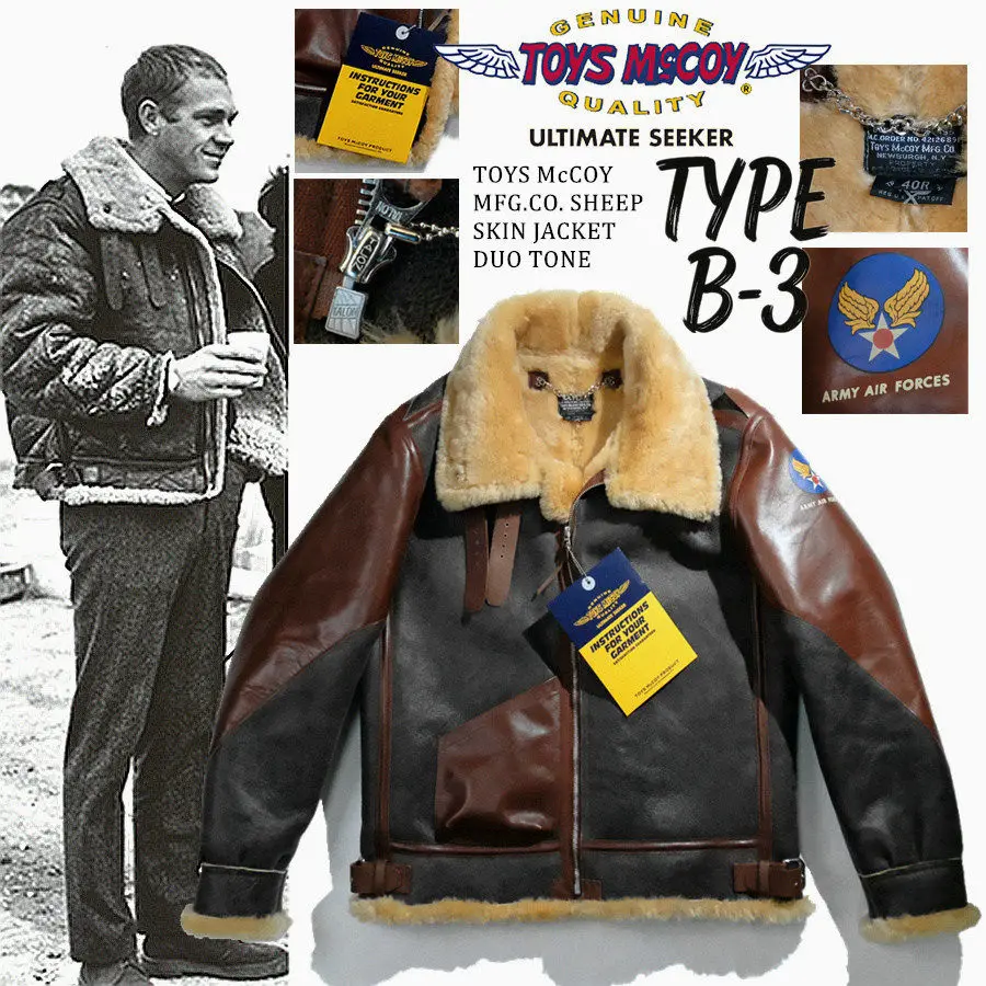 

TOYS McCOY B-3 Horse skin sheepskin stitched wool two-tone jacket