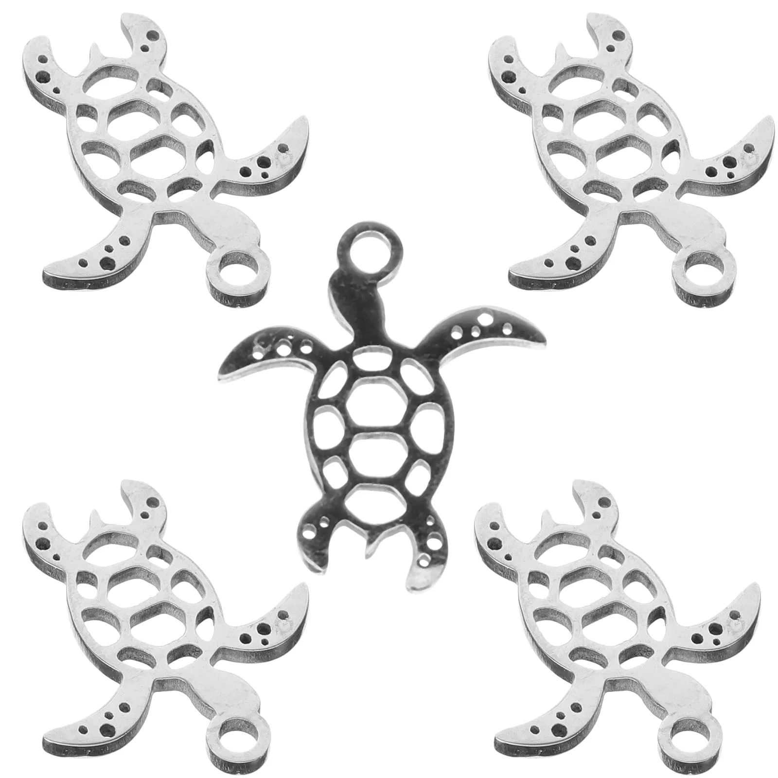 

5Pcs Stainless Steel Sea Turtle Charms Hollow Pendant Jewelry Making Supplies