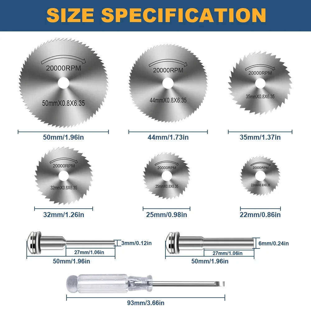 6 قطع شفرات قطع الخشب مصنوعة من مادة فولاذية عالية السرعة مع 2 قطعة ساق مستديرة 1/8 بوصة، قطعة واحدة ساق مستديرة 1/4 بوصة