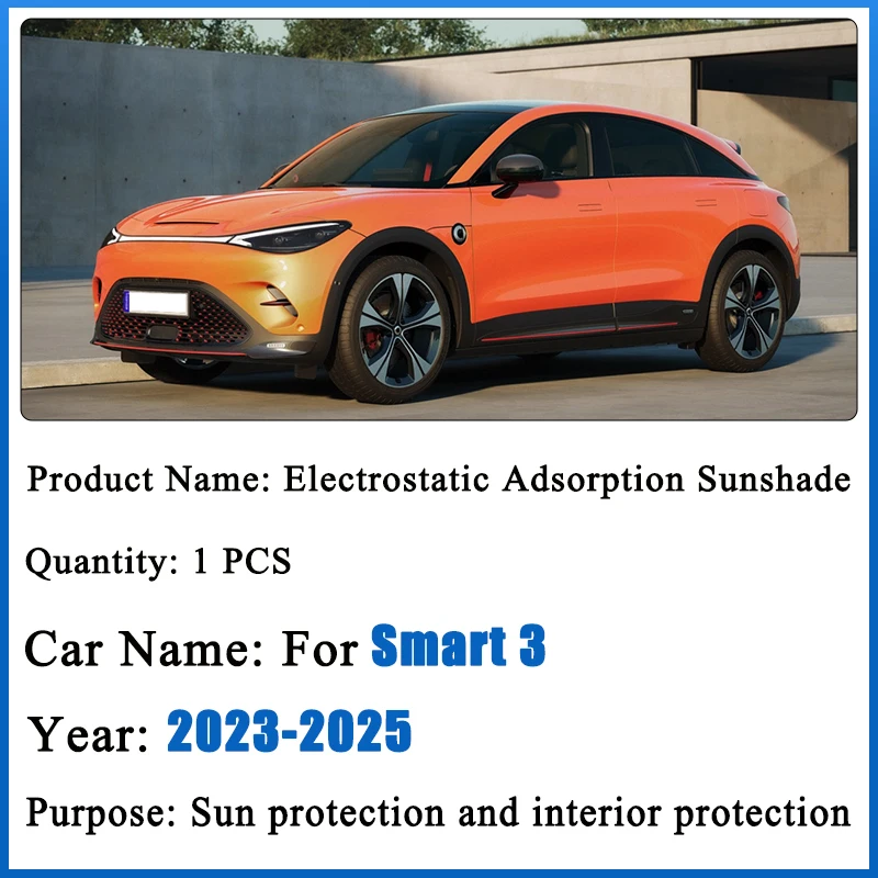 1pcs Electrostatic Adsorption For Smart 3 2023 2024 2025 Smart #3 Car Accessories Sunshade Sun Protection Sunroof Split Sticker