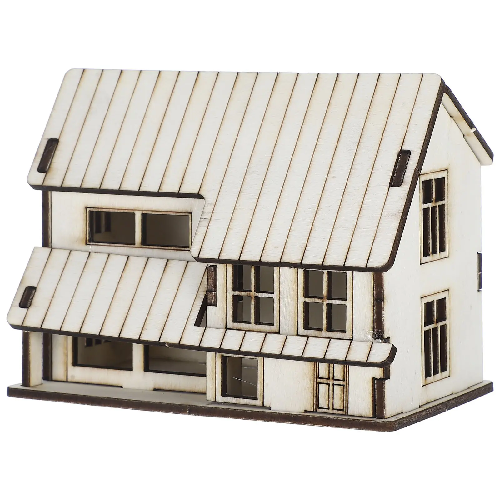 

DIY Miniature Wooden House Kit Unfinished Smooth Surface No Burrs Realistic Architectural Diorama Decor Christmas Village Fairy