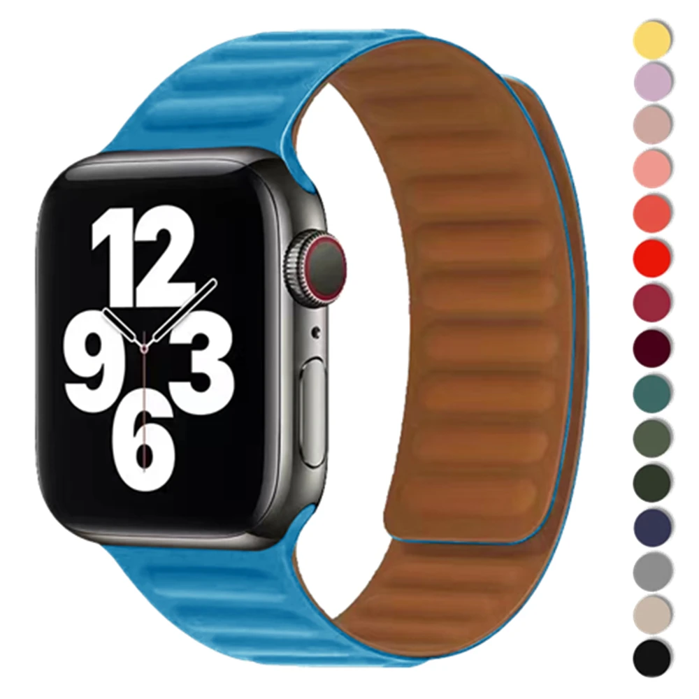 Magnetic For Apple Watch Ultra 49mm Band 41mm 45mm 40mm 44mm 38/42mm Silicone Link Bracelet iWatch Series 8 7 6 SE 5 4 3 Strap