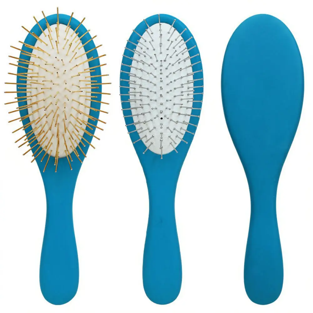 For Green Grassland Pet Grooming Brush Cat Dog Hair Remover Comb Oval Metal Pin Air Cushion Blue Massage Shedding Tool