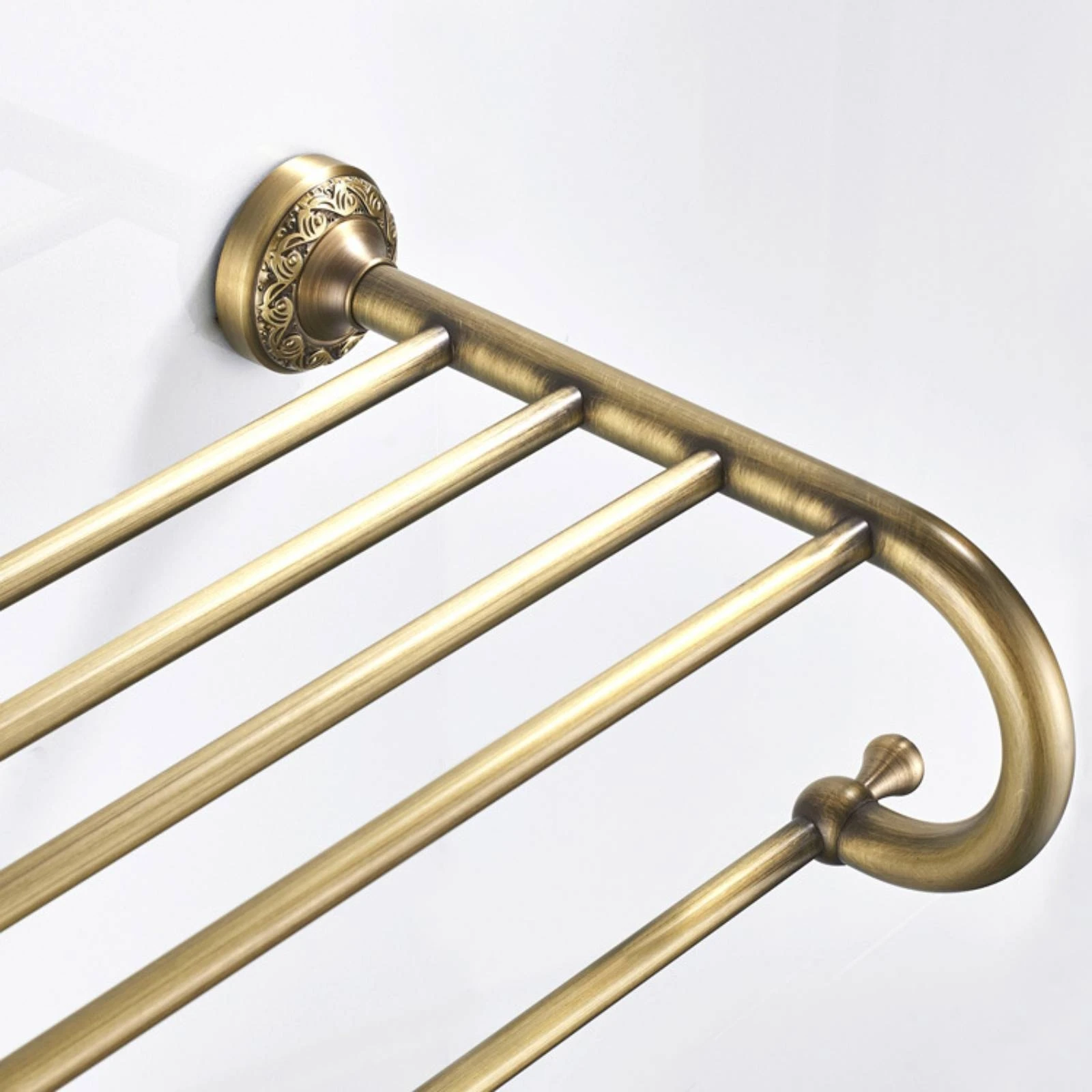 Wall Mounted Towel Rack with Shelf Antique Bronze Bathroom Towel Rack with Shelf Hardware Rust Resistant Rustproof