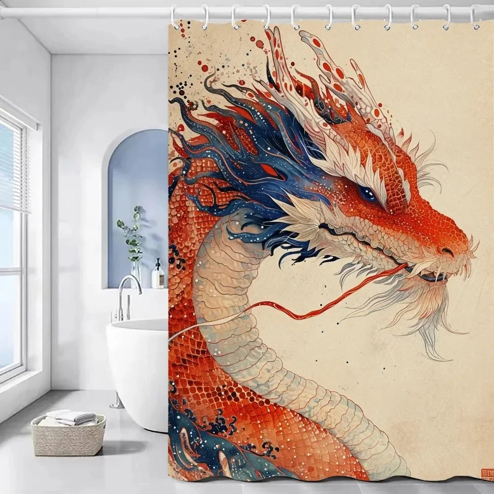 

Китайские шторы с драконом в наборе аксессуаров для ванной комнаты, занавеска для душа, водонепроницаемые наборы для ванной, ткань, европейские товары, бытовые товары