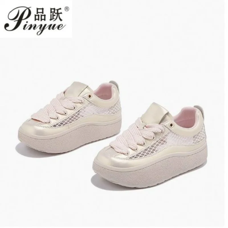 

Women's Low Cut Breathable Hollow Out Sneakers Summer Fashion Casual Shoes Thick Bottom Lightweight Versatile Plain Color 35-40