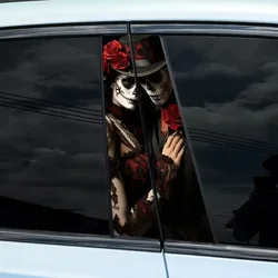 1PC Gothic Skeleton Couple Car Stickers Waterproof Auto B Pillar Halloween Decor Cover Scratch DIY Car Doors Pillar Skull Decals
