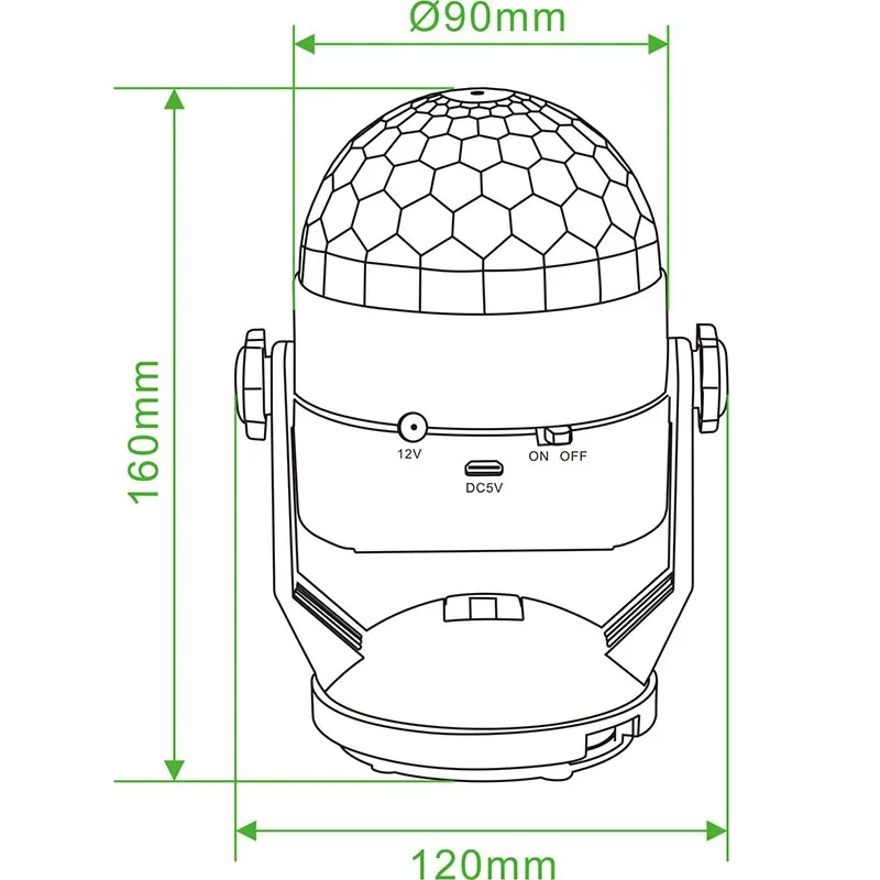3-bead Magic Ball Rotating Stage Light with Suction Cup RGB Disco Light LED Projection Light Remote Control Car Atmosphere Light