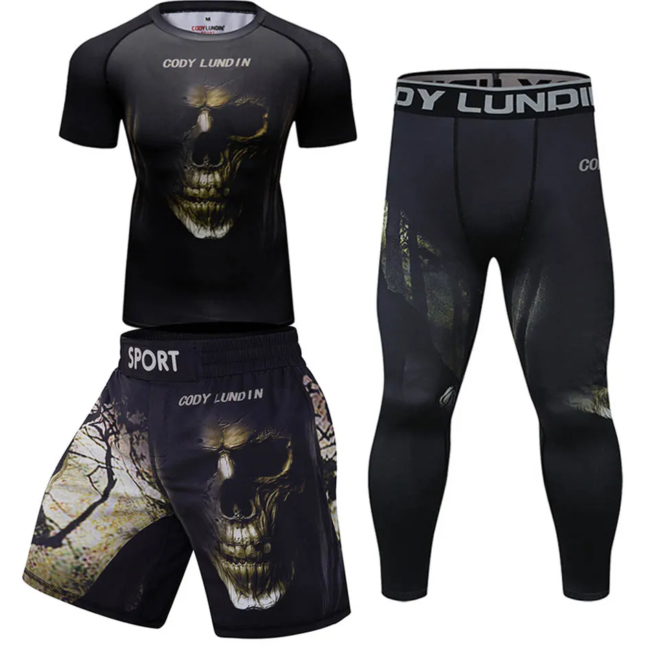 Mężczyźni MMA T shirt + zestaw spodni boks Muay Thai szorty MMA Rashguard kickboxing koszulki Boxeo dresy sportowe Jiu Jitsu Bjj Gi T-shirt