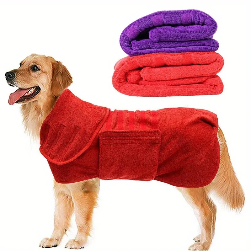 Geyecete Dog Bathrobe Towel Dog Drying Coat-Dry Fast Dog Bag-Pineapple Grid Fast Drying Super Absorbent Pet Dog Cat Bath Robe To