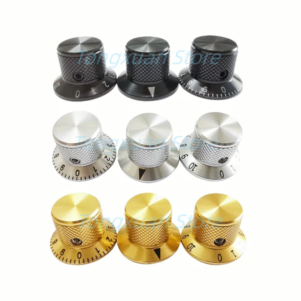 1pc Silver Black Gold Aluminum Alloy Potentiometer Switch Control Cap 25X17mm Volume Audio Electric Guitar Bass Knob Screw Type