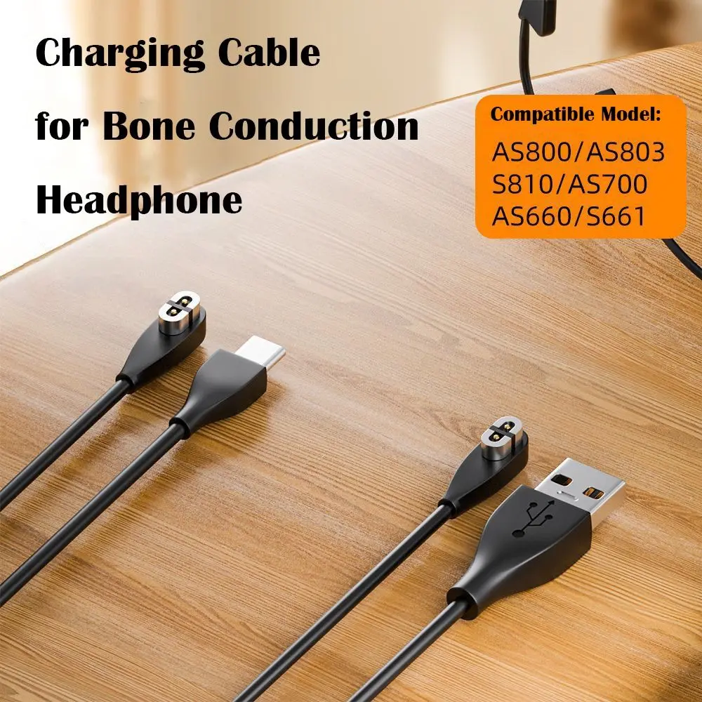 100cm USB Type-C Charging Cable Overload Protection PVC Bone Conduction Headphone Charger for After Shokz AS800 AS803 S810