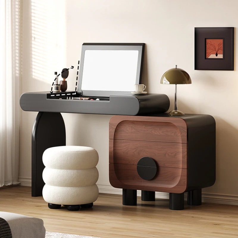 플립 북유럽 의자 세면대 테이블 검정색 작은 접이식 거울 소녀 서랍 드레서 캐비닛 의자 독특한 Coiffeuse 가구