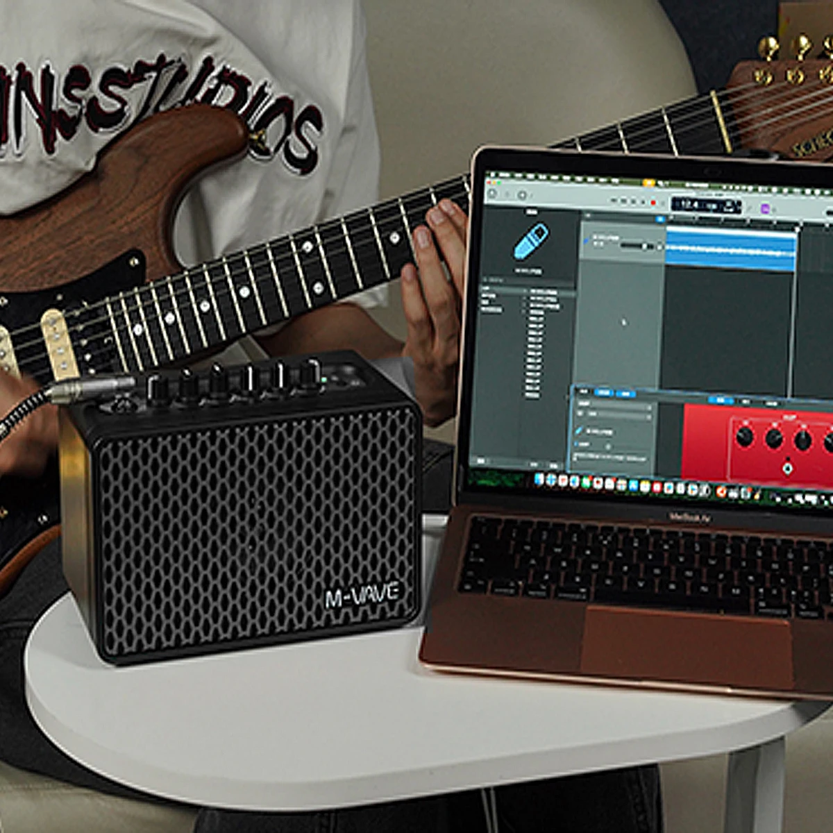 M-VAVE SP100 مضخم جيتار صغير أسود - بطارية 8 ساعات، تسجيل OTG، التحكم في التطبيق للمنزل/الخارج، يعمل بـ 9 نغمات و6 FX #6