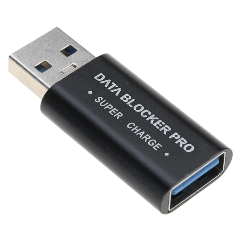 Adaptador carga rápida USB con protector robo datos Bloqueador datos USB aluminio