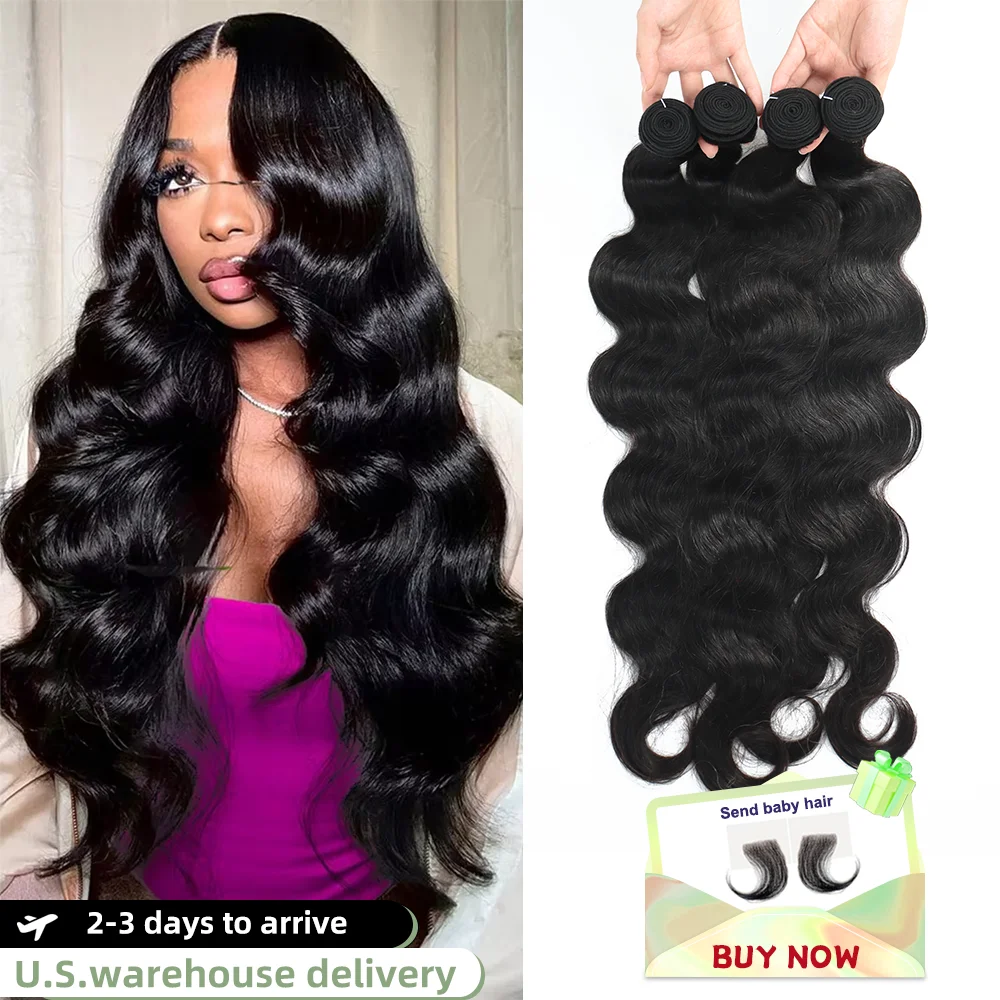 

Пучки объемных волн, человеческие волосы 30, 34 дюйма, 100% необработанные бразильские девственные волосы, плетение 3/4 пучка, настоящие человеческие волосы, натуральный черный