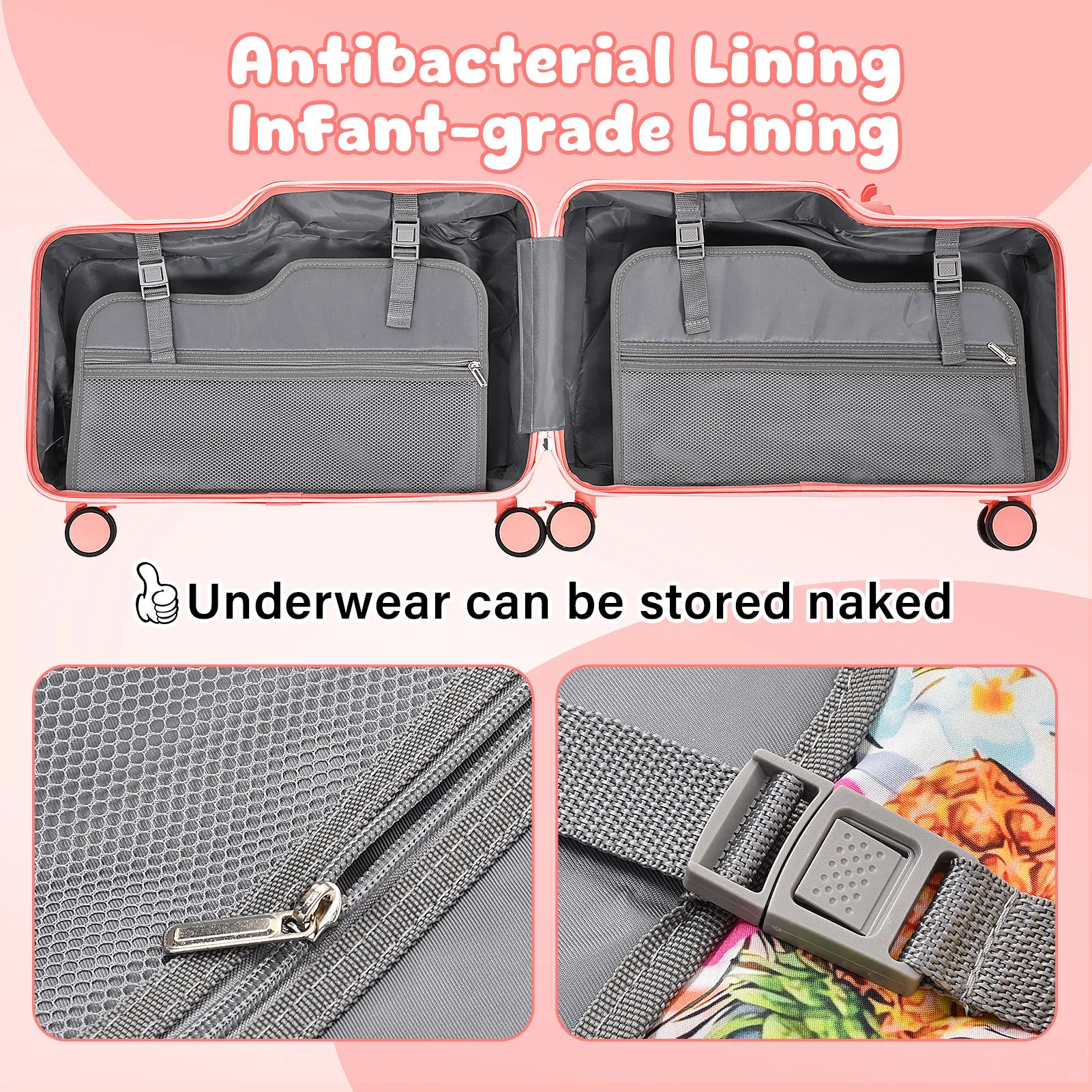 حقيبة سفر للأطفال مقاس 20 بوصة حقيبة سفر مع دواسة قدم وعجلات وعربة أطفال آمنة