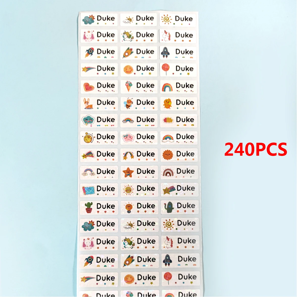 60cps/120 pièces/180 pièces/240 pièces étiquettes de nom de texte personnalisé autocollants personnalisés-étiquettes de nom étanches pour fournitures scolaires