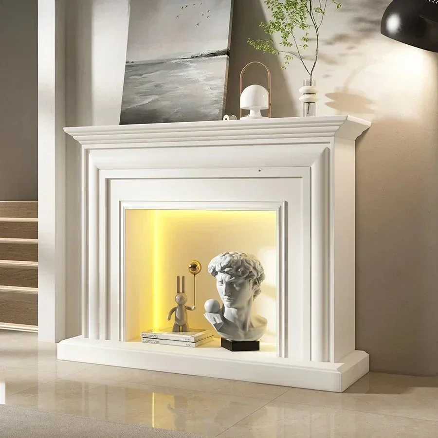 AAHSN Fireplace Decorative Cabinet Italian Grade Simple Fireplace Rack Black Wall Side Cabinet Shelf