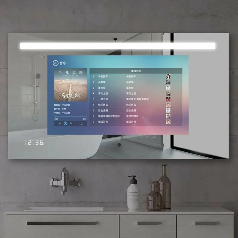 Popular Android White Rectangular Bathroom HDTV LED Full Function Smart Mirror TV With Wireless Compatibility 22 Inches SMM-22
