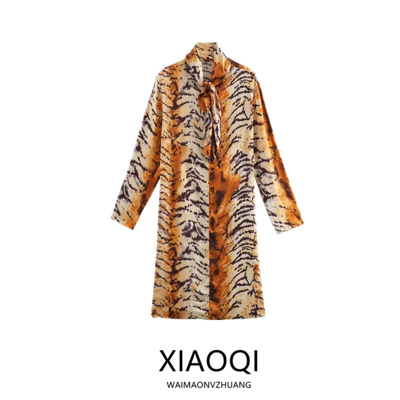 Automne 2024 nouveau femmes Faion Design Animal imprimé léopard Dr polyvalent longue Sve robe cintrée Ele Sle 8624026