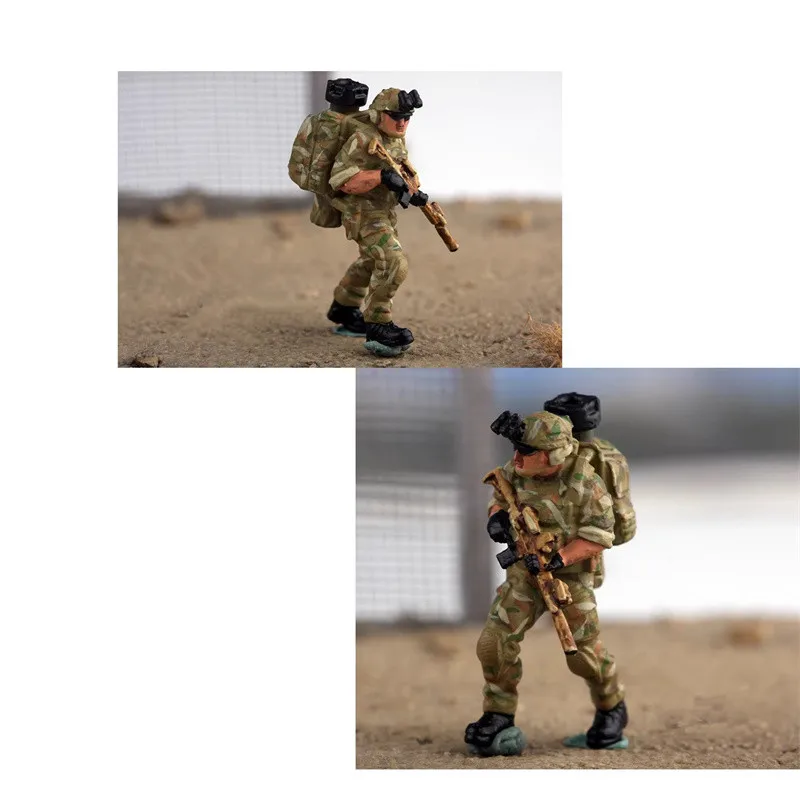 Modelo 1:72 de resina pintada, 4 Uds., figura de acción de soldados de la fuerza de tarea especial, accesorios de escena DIY, colección de muñecos de exhibición, regalos de juguete
