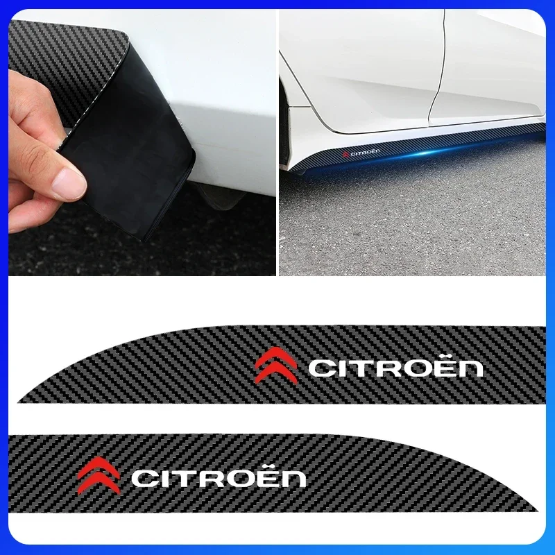 

2pcs Car Logo Carbon Fibre Side Decal Side Skirt Car Stickers Anti Scratch For Citroen C1 C3 C4 C5 C6 C8 C4L DS3 DS4 DS5LS DS6