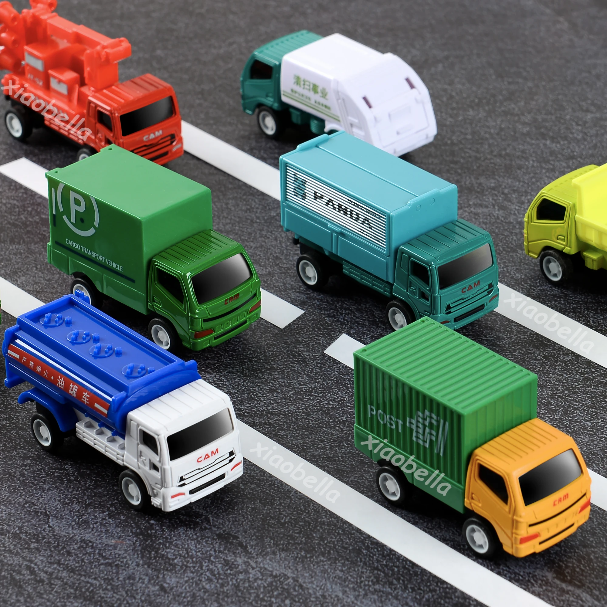 16pcs 마찰 구동 당겨 도시 자동차 트럭 엔지니어링 차량 모델 자동차 교육 장난감 소년 어린이 장난감 선물