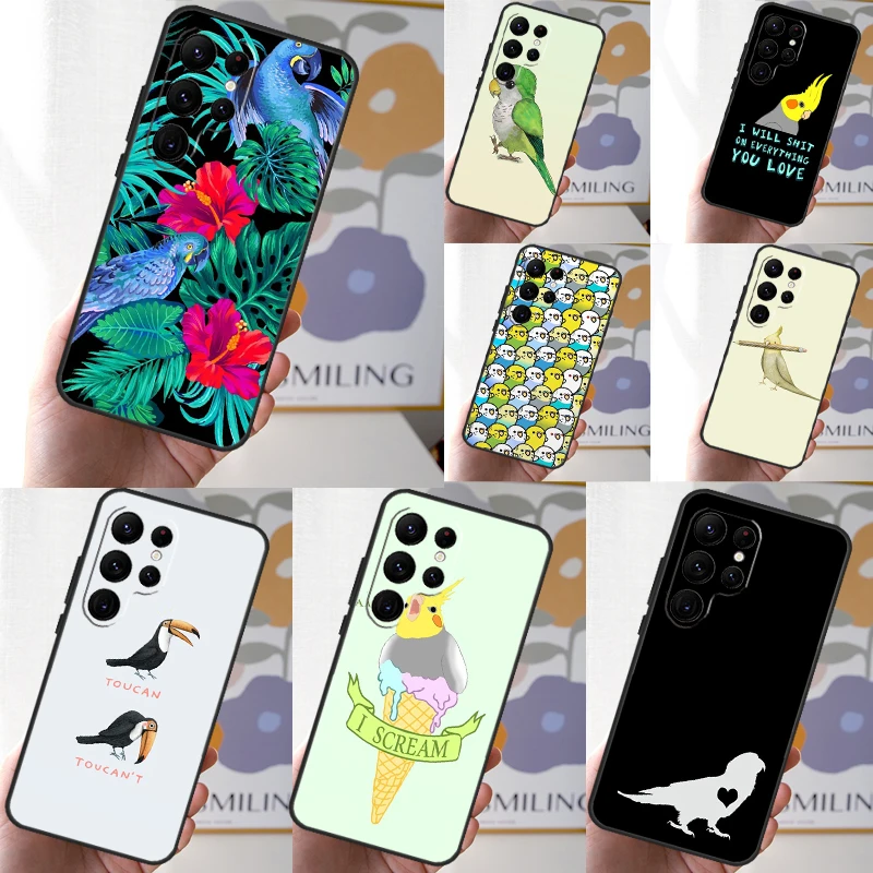 Parrot Bird Case For Samsung Galaxy S23 Ultra S24 S22 S8 S9 S10 Plus Note 10 20 Ultra S20 S21 FE Cover