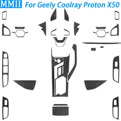 For Geely Coolray Proton X50 2018-2023 Carbon Fiber Gear Shift Air Outlet Window Lift Steering Wheel Suit Car Interior Sticker