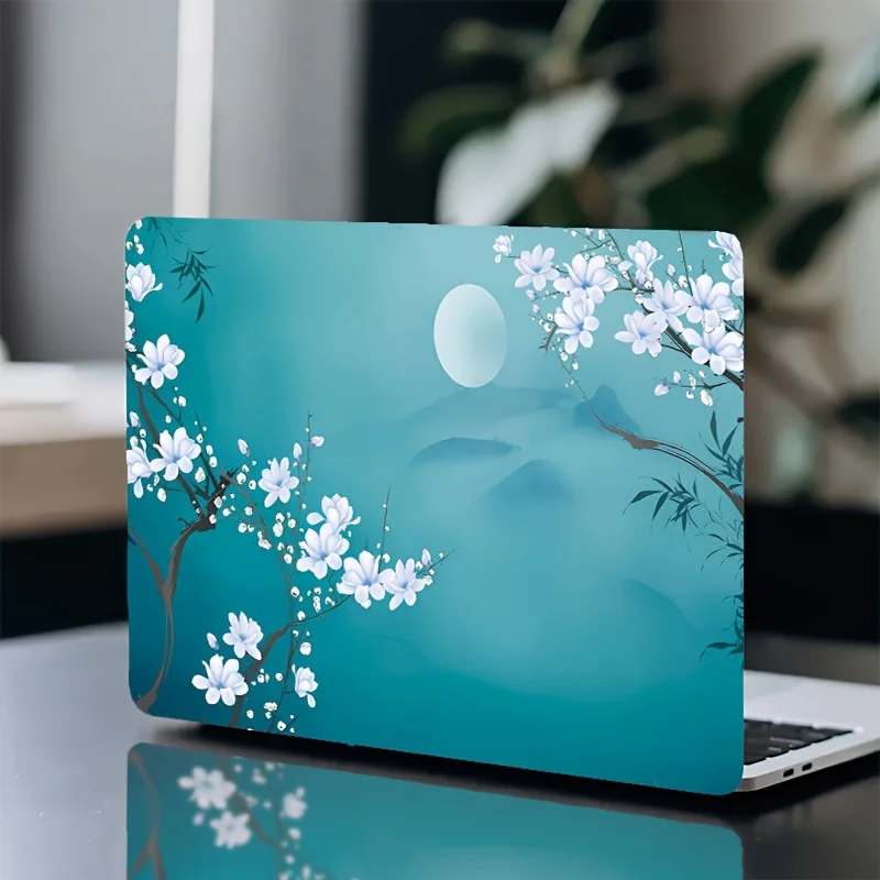 2Pcs Cherry Blossom Moon Laptop Stickers Scratch  Water Resistant PVC Decal Suitable