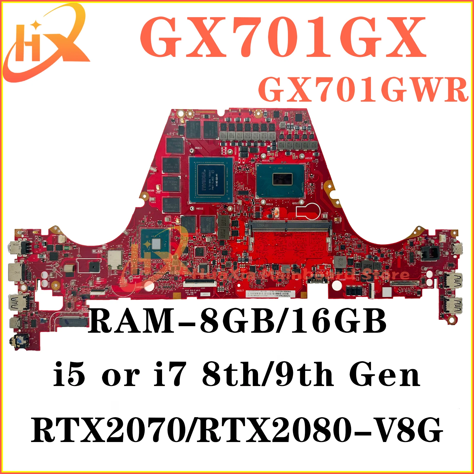 GX701GX Mainboard For ASUS GX701GXR GX701GXH GX701GVR GX701GV GX701GW GX701GWR GX701G Laptop Motherboard i7 V6G/V8G RAM-8G/16G