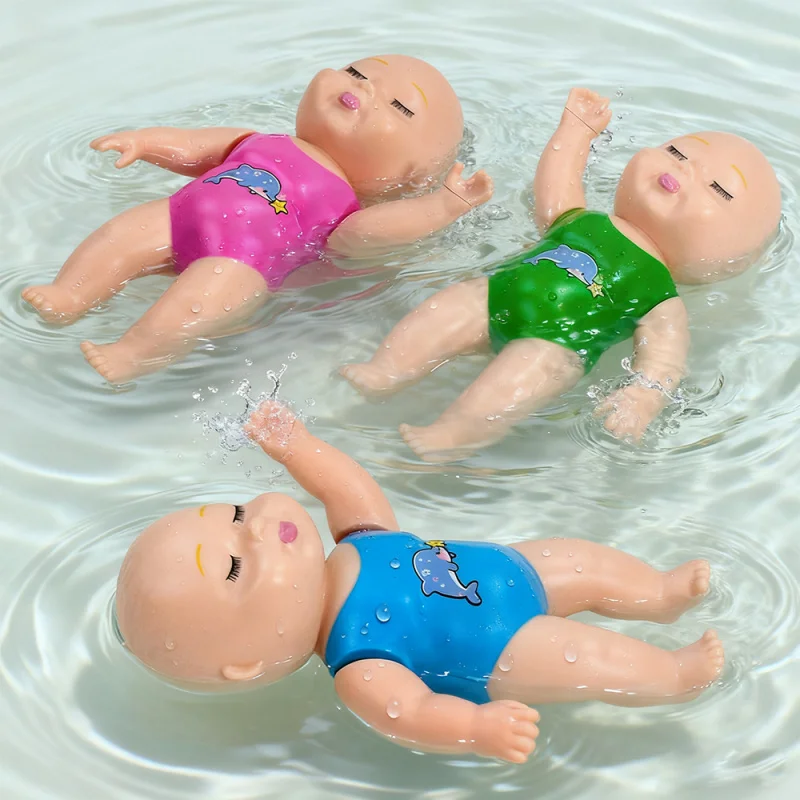Mini Swimming Doll Kids Bathroom Bath Toy Baby Bathtub Toy On Chain Automatic Swimming Little Doll Christmas Gift