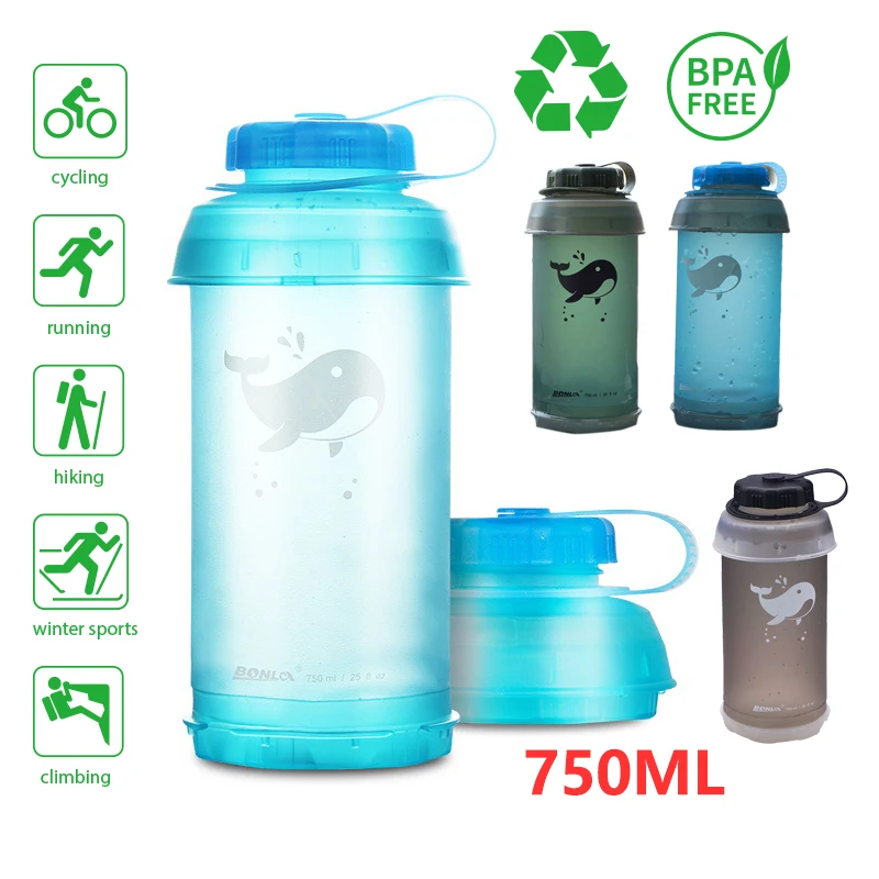 

AXEN 750ML Folding Water Bottle Collapsible Soft Flask TPU For Cycling Running Camping Travelling