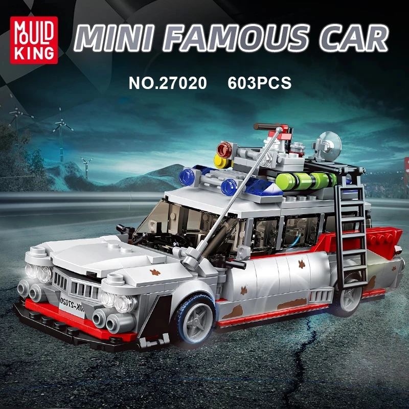 MOULD KING 27020 Technical Car Toys The Mini Ghost Bustered ECTO-1 Car Model Assembly Building Block Brick Kids Christmas Gifts