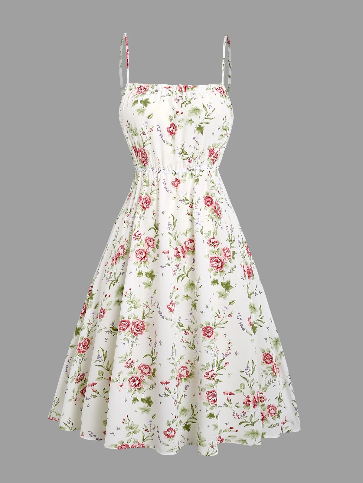 Dressfo 2025 New Women's Dress Set Floral Print Waisted Sleeveless Cami Dress And Solid Lace Up Short Sleeve Crop Top Set - Image 6