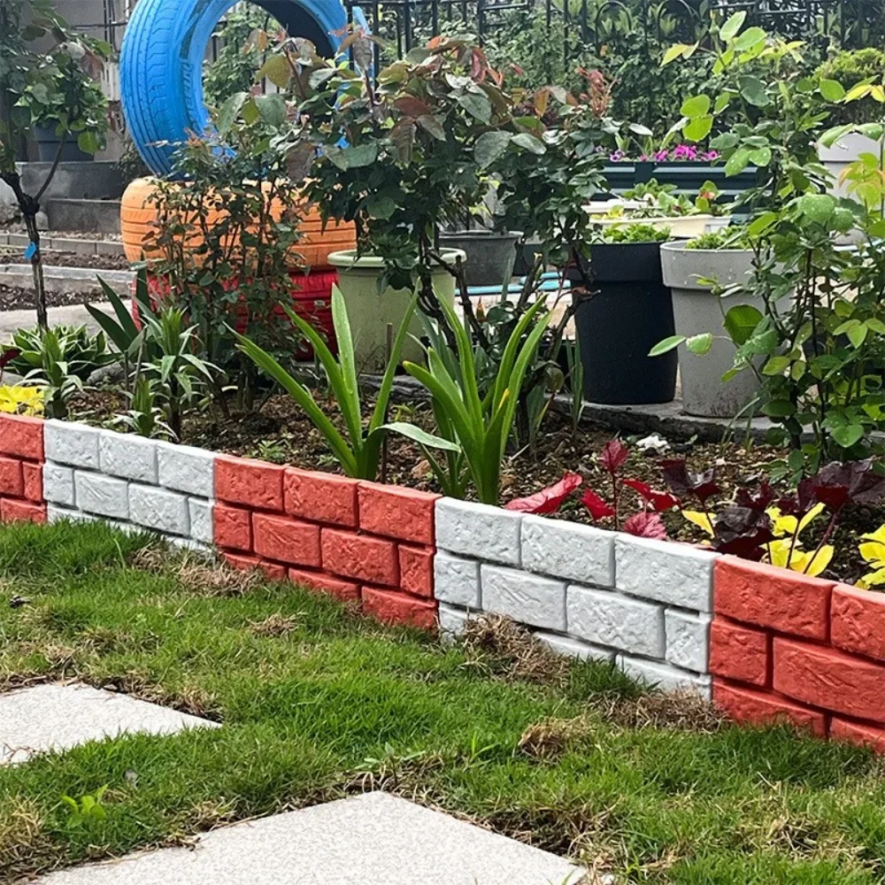 European Style Garden Border Fence Bendable Plastic Folding Fencing Imitation Brick Pattern Anti Pressure Garden Edging Fence