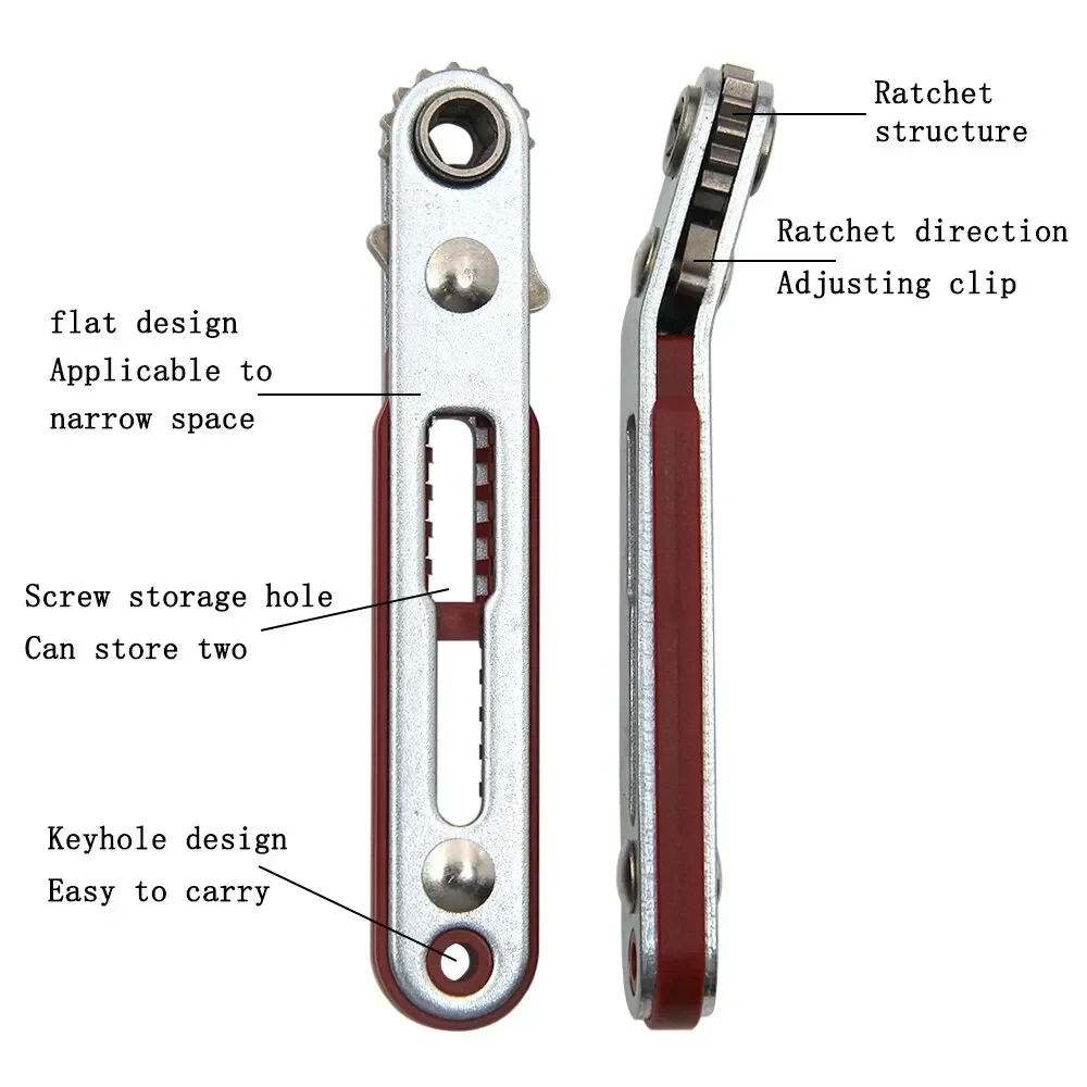 Mini Ratchet Wrench Screwdriver 1/4 Inch Drive Socket Hex Screwdriver Bit Dual-Drive Head Ratchet Wrench Tool With Two Heads