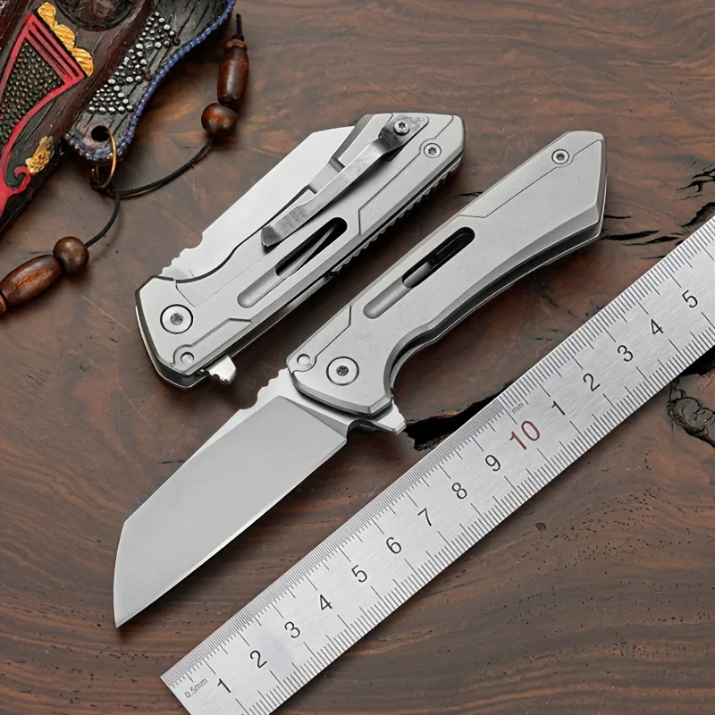 Ball Bearing Pocket Flipper Folding Knife 440C Tanto Blade Stainless Steel Handles Outdoor Camping Hunting Knives Tactical Tools