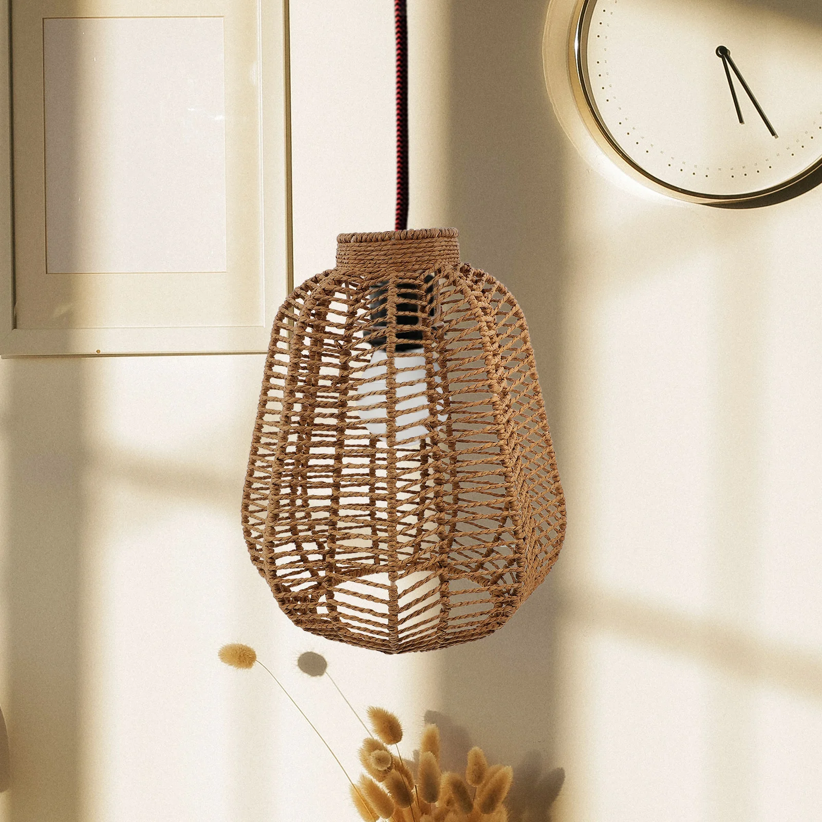 

Тканый абажур из ротанга, подвесной светильник в деревенском стиле, потолочный светильник, декоративный подвесной светильник для домашнего ресторана