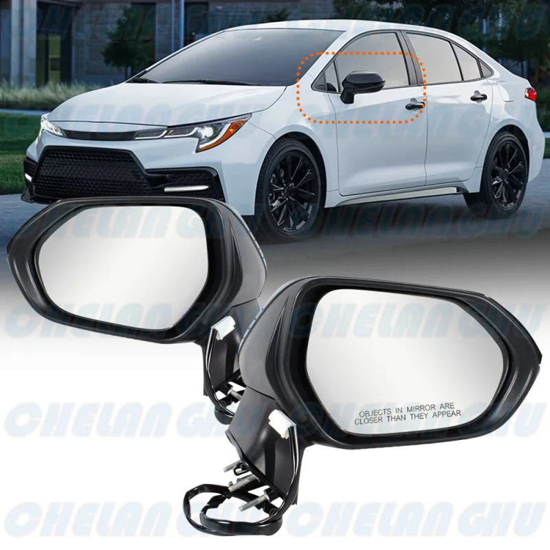 For Toyota Corolla 2020 2021 2022 2023 2024 87945-02920 87945-02350 1 Pair 3 Pins Black Painted Power Adjust Mirror Assembly