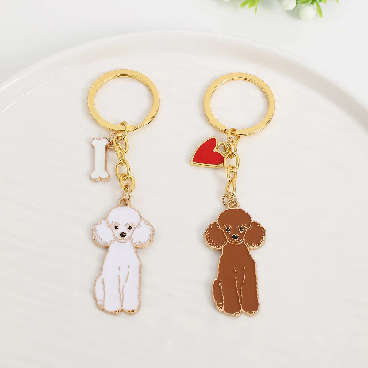 1PCS Metal Teddy Poodle Cute Dog Keychain Pendant For Bag Women Men charm Love Jewelry gifts Car keyring