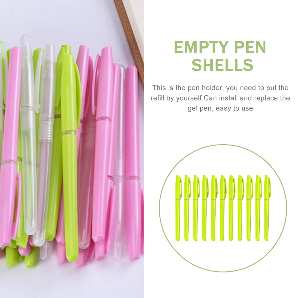 

50 Pcs Shells Transparent Empty Pen Holder Pink Plastic Gel Pens Holder Pen Holders Students Stationery