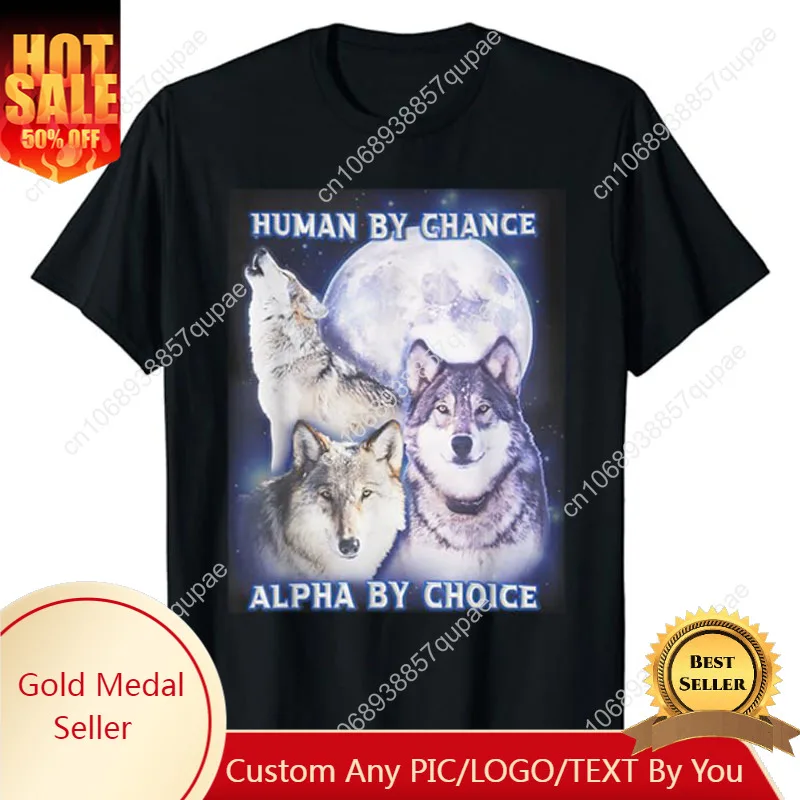 

Human By Chance Alpha By Choice Alpha Wolf Women T-Shirt Cute Wolf Graphic Outfit Outgoing Extrovert Social Butterfly Saying Tee