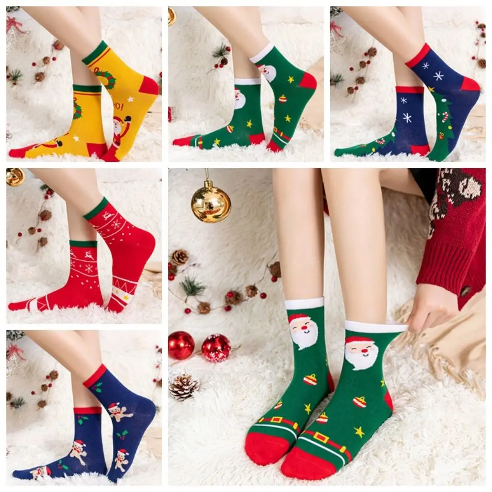 

Gift Snow Christmas Socks Elk Thickened Happy Christmas Socks Cotton Middle Tube Socks Cartoon Hosiery New Year