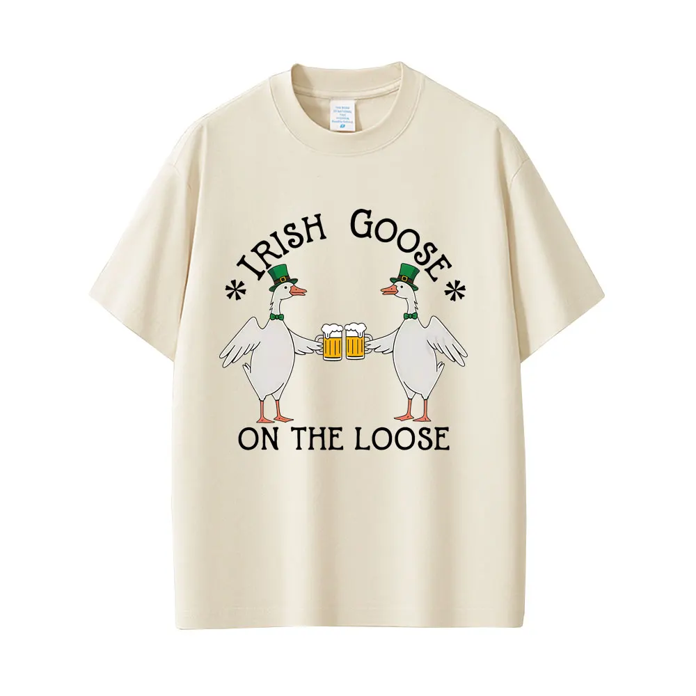 

Irish Goose on The Loose Funny Meme T-shirt Men Women Casual Cotton Vintage Short Sleeve Oversized T Shirts Streetwear Unisex