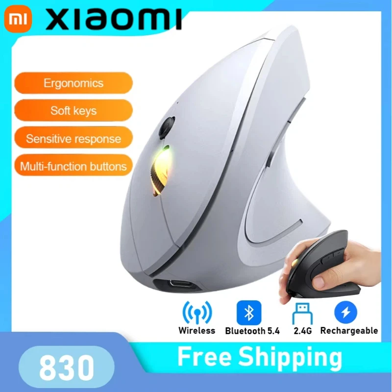 

Xiaomi Mijia 2.4GHz Bluetooth Wireless Mouse Rechargeable Vertical Mice Ergonomic 3Adjustable 1600DPI 6Buttons for Laptop PC New