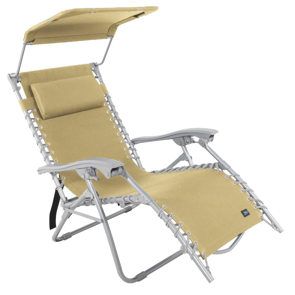 2023 Weather & Rust Resistant w/ Adjustable Canopy Sun-shade & Adjustable Pillow, 225 Lbs Capacity